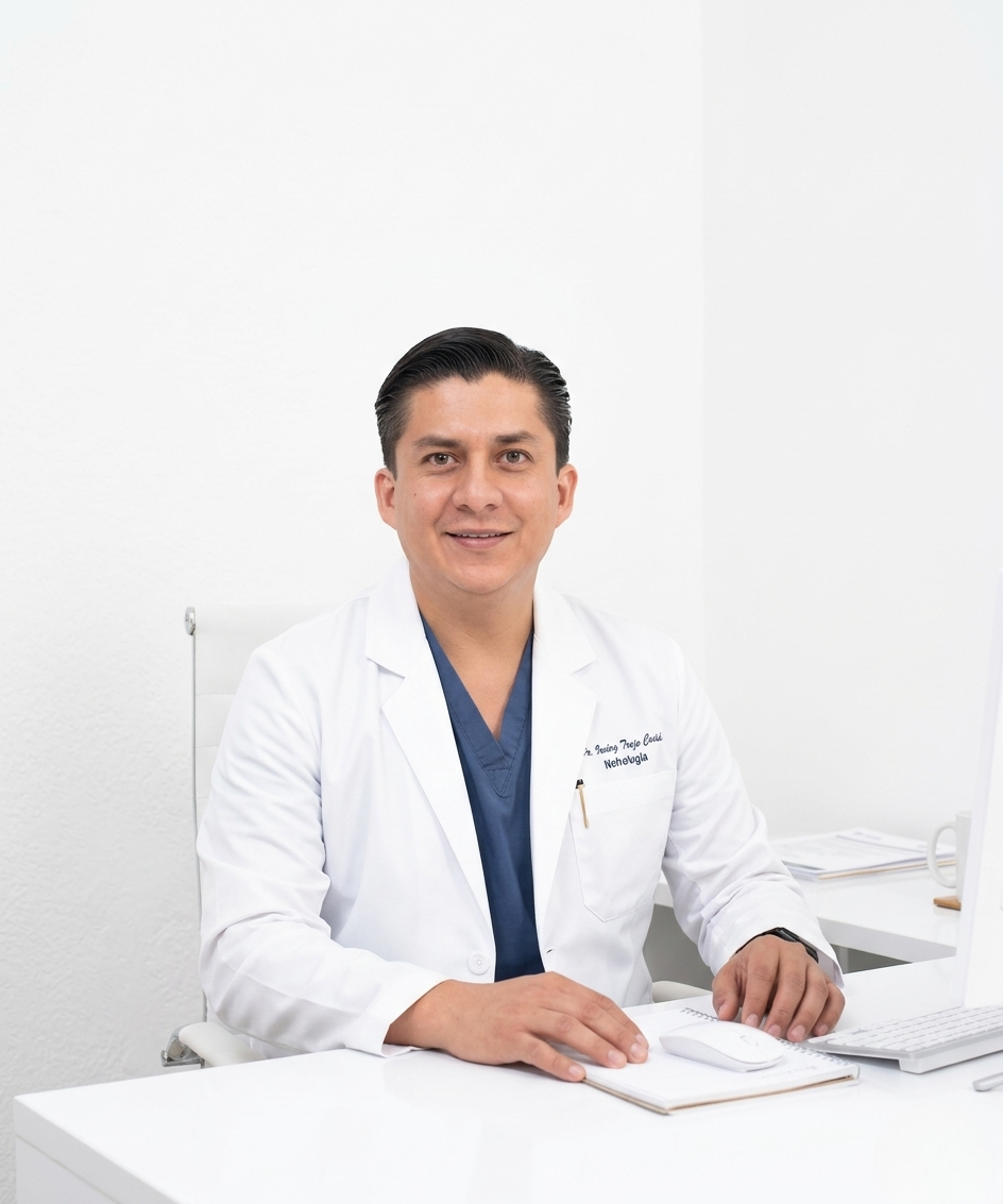 Médico nefrólogo atendiendo a paciente en consulta